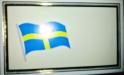 Placeringskort motiv: Svensk flagga med guldram, 10 pack